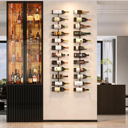 X-cosrack 12 Bottle Wall Mounted Wine Rack, Detachable Wine Storage Organizer Used As One or Four, DIY Wall Hanging Wine Holder, for Dining Room, Bar, Wine Cellar