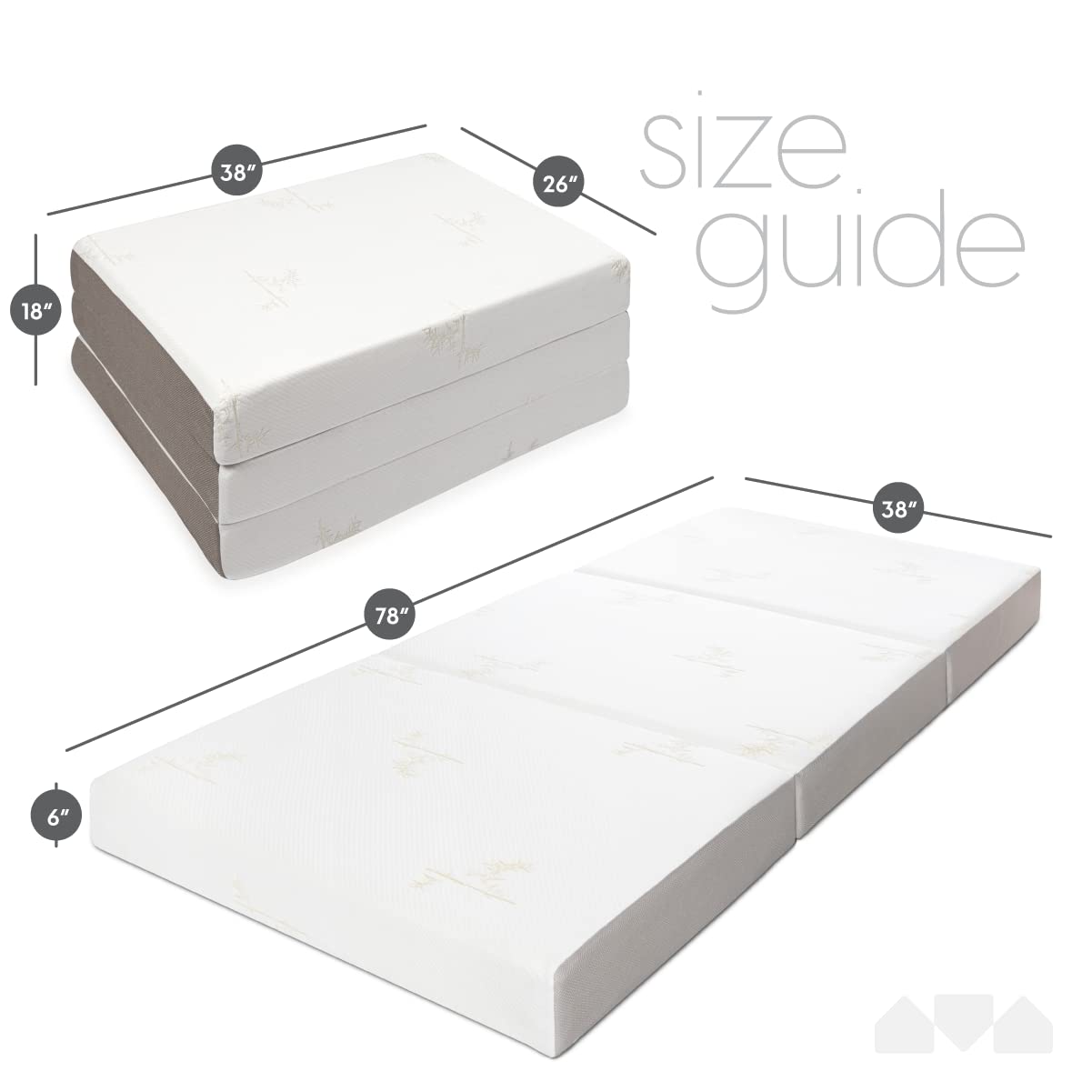 Milliard Tri-Folding Memory Foam Foldable Memory Foam Mattress with Washable Cover, Twin XL Size (78"x38"x6")