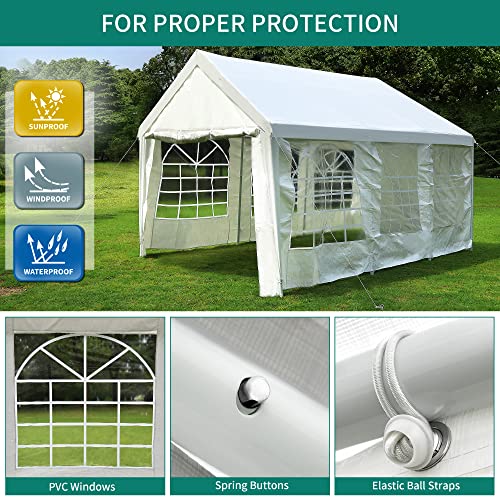 YITAHOME 10x20ft Party Tent Heavy Duty Outdoor Wedding Tent Canopy Event Shelters Upgraded Galvanized Steel Carport with Removable Sidewall Windows for Commercial and Parties, White