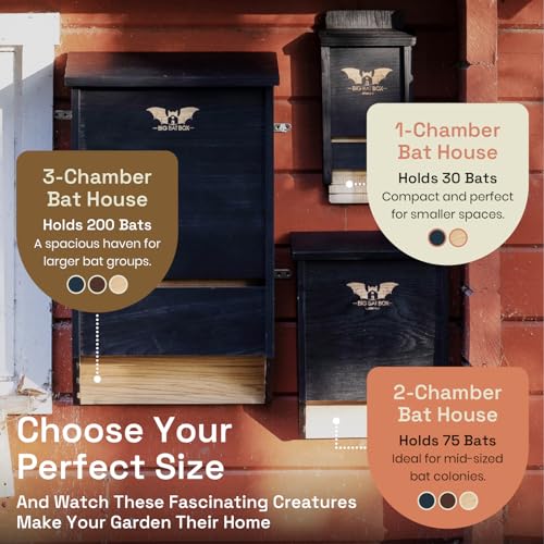 Big Bat Box- Large Bat House for Outdoors - MTBC Certified - 3 Chamber Bat Box for Outside - Artificial Bat Roost - Bat House Kit - Bat House for Hanging and Pole - WildYard