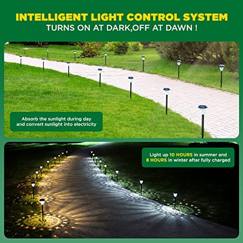 URAGO Super Bright Solar Lights, Waterproof 10 Pack, Dusk to Dawn Up to 12 Hrs Solar Powered Outdoor Pathway Garden Lights Auto On/Off, LED Landscape Lighting Decorative for Walkway Patio Yard