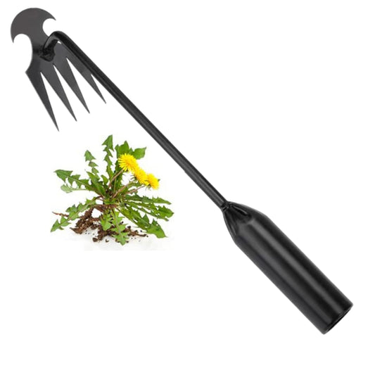 Weed Removal Tool, 2024 New Garden Weeding Tools Manganese Steel Hand Weeder Tool with Handle, 4 Teethes Dual Purpose Manual Weeders Tool Weed Pulling Tool for Garden (Black)