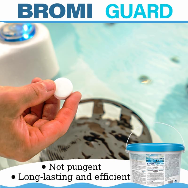 BROMIGUARD【 5.5 lbs】 1inch Bromine Tablets for Spa Hot Tub, Chemicals Bromine Tabs