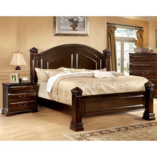 Furniture of America FOA Oulette 2-Piece Cherry Solid Wood Bedroom Set - Cal King + Nightstand