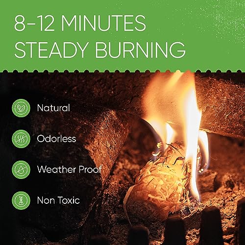 Inflame Fire Starters 130 pcs Fire Starters for Campfires, Grill, BBQ, Fireplace, Woodstove - Charcoal Starter - Waterproof, Weather-Resistant - Natural Wood Fireplace Starters