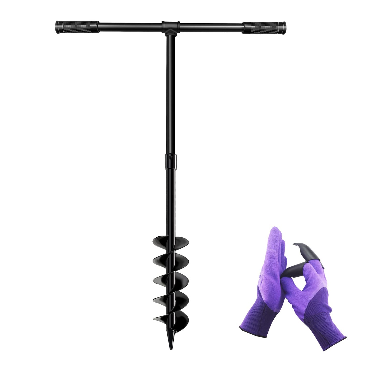 LONGRUN Hand Drill Auger Post Hole Digger, Manual Garden Hole Digging Drill Bit for Planting, Spiral Drill Planter for Bulb, Flower, Tree, Seedlings, Bedding Plants, Umbrella, Fence Holes-4"x 38"