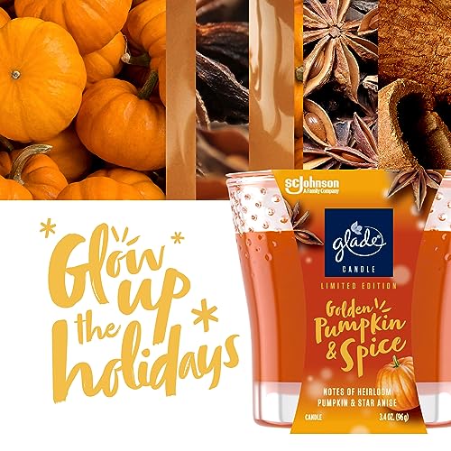 Glade Candle Jar, Air Freshener, Golden Pumpkin & Spice, Limited Edition Scent, 3.4 oz, 2 Count