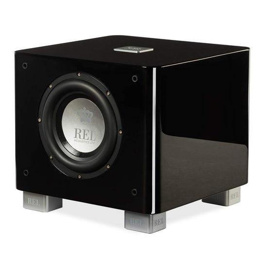 REL T/7x, 8” Subwoofer with Sealed Design, High Gloss Black - Powerful Bass for HiFi Home Theater and Stereo Systems.