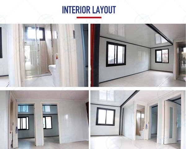 Prefabricated Portable Container House 20×40FT: Double-Wing Folding House with Bathroom, 2 Bedrooms, Kitchen Cabinet. for Mobile Use in Hotels, Offices.
