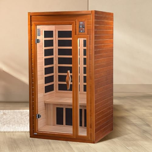 DYNAMIC SAUNAS Barcelona 2 Person Low EMF FAR Infrared Sauna for Home with Chromotherapy Lighting with Red Light Feature and LED Control Panel