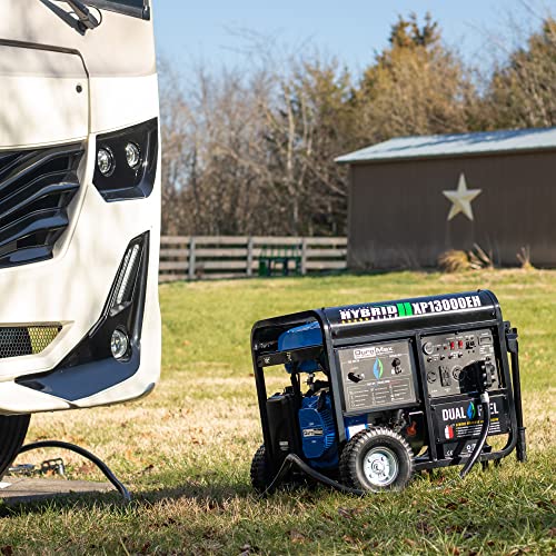 DuroMax XP13000EH Dual Fuel Portable Generator 13000 Watt Gas or Propane Powered Electric Start-Home Back Up, Blue/Gray