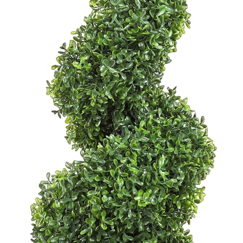 VEVOR Artificial Boxwood Spiral Topiary Trees, 3ft Tall (2 Pieces) Faux Plant Outdoor, All-Year Green Fake Plant with Replaceable Leaves for Decorative/Indoor/Porch/Garden