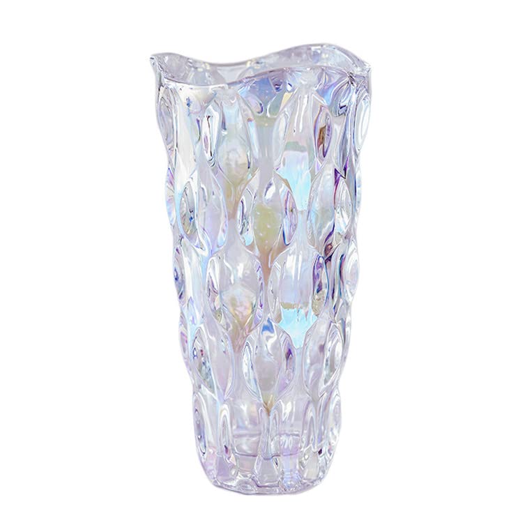 Eastern Rock Heavy Glass Flower Vase Thickened 3.5lb 9.5inch Sparkle vase Bohemian Style, for Centerpieces,Wedding,Perfect Home Decor (Sparkle)