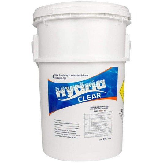 Hydria Clear 1 Inch Bromine Tabs | 50 Pound Bucket | Spa and Pool Supplies