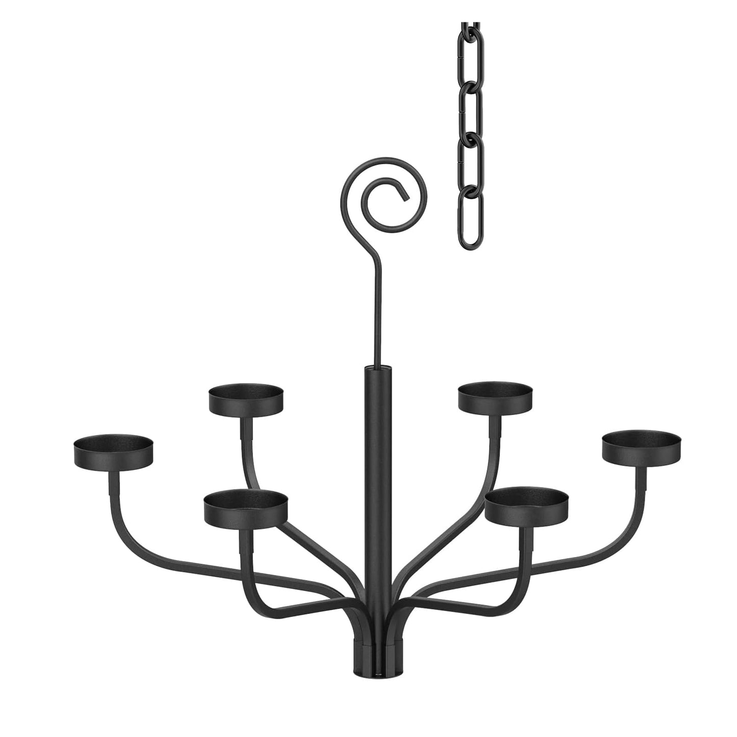 smtyle Black Outdoor Halloween Candle Chandelier for Gazebo Set of 6 Tealight Candle Metal Wall Sconce for Hanging Decoration