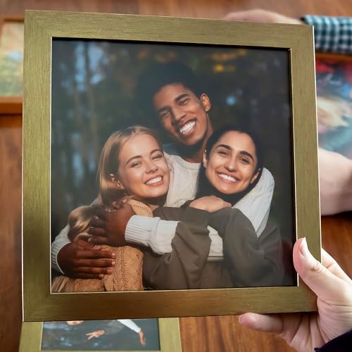 Poster Palooza 4x7 Frame Gold Bronze Solid Wood Picture Frame with UV Acrylic Plexiglass, Foam Board Backing & Hardware Included - 4x7 Inch Frame