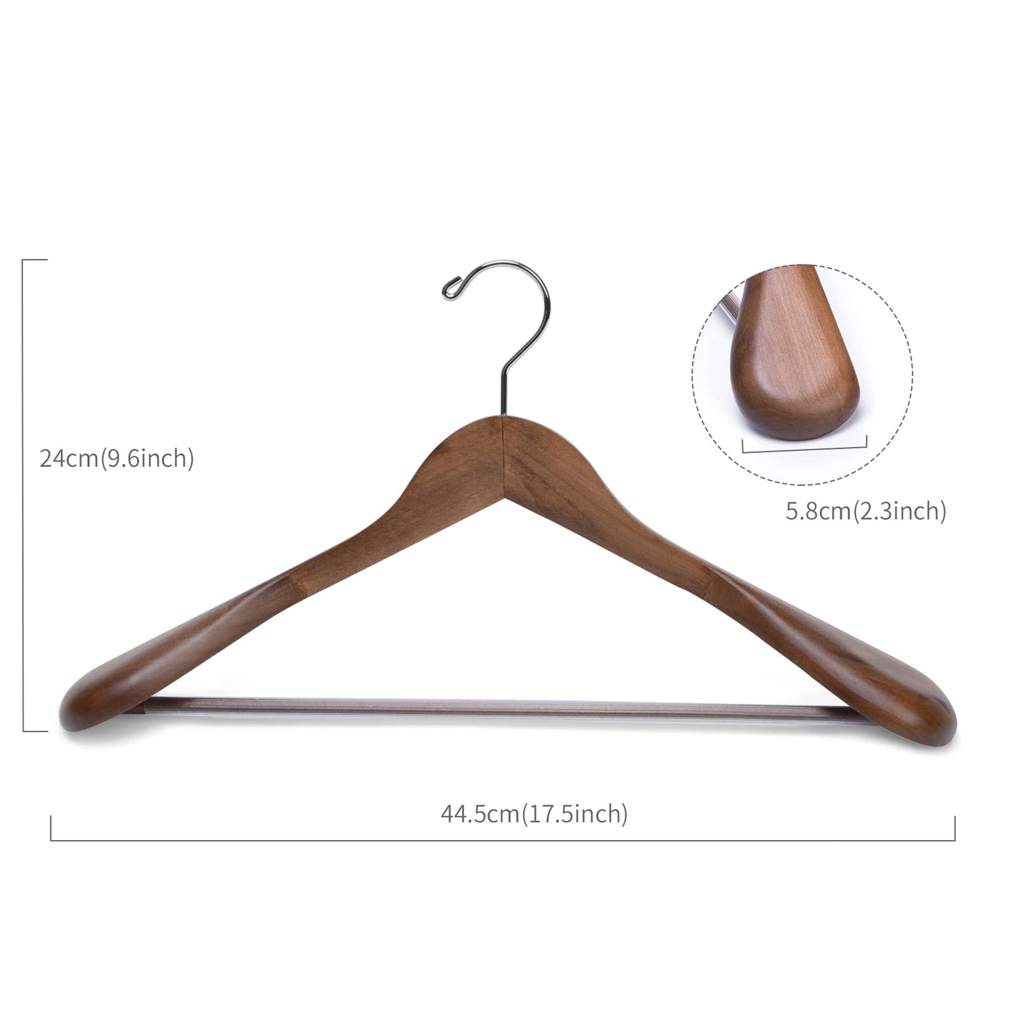 Nature Smile Luxury Wooden Suit Hangers 6 Pack Wood Coat Hangers Jacket Outerwear Shirt Hangers,with Extra-Wide Shoulder, 360 Degree Swivel Hooks & Anti-Slip Bar with Screw(Retro Color)