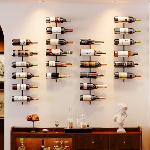 X-cosrack 12 Bottle Wall Mounted Wine Rack, Detachable Wine Storage Organizer Used As One or Four, DIY Wall Hanging Wine Holder, for Dining Room, Bar, Wine Cellar