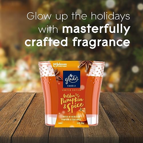 Glade Candle Jar, Air Freshener, Golden Pumpkin & Spice, Limited Edition Scent, 3.4 oz, 2 Count