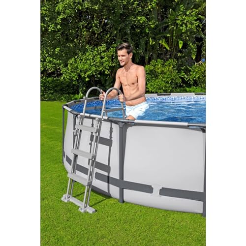 Bestway Steel Pro MAX 15" x 42" Round Above Ground Swimming Pool Set Outdooor Metal Frame Family Pool with Filter Pump, Ladder, and Cover