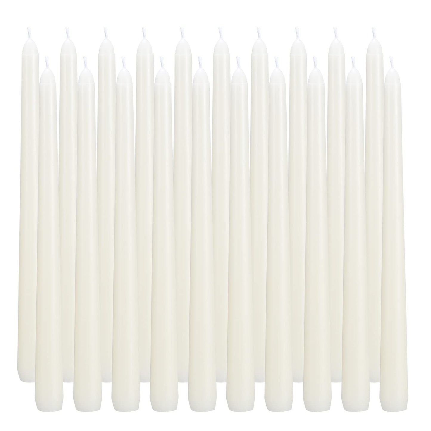 flamecan Ivory Taper Candles, Set of 20 Unscented and Smokeless 10 Inch Taper Candles Long Burning, Paraffin Wax with Cotton Wicks for Burning Approxinately 7-8 Hours Time