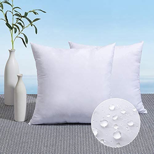 MIULEE Pack of 2 18x18 Outdoor Pillow Inserts, Outdoor Throw Pillows Water-Resistant Decorative Premium Square Pillow Stuffer Sham for Porch Swing Couch Sofa Cushion Patio Furniture