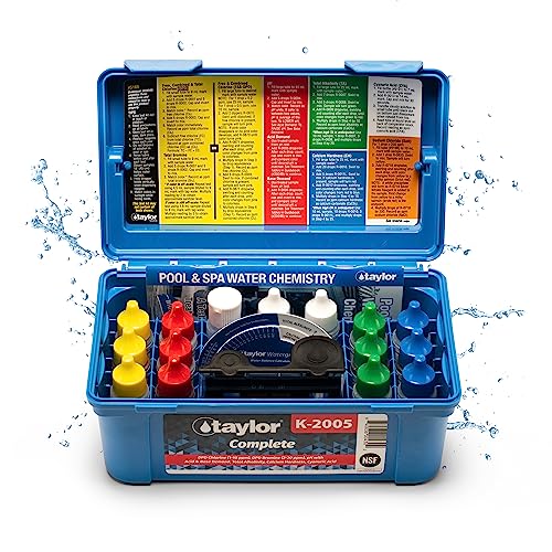 Taylor K2005 High Range Swimming Pool Total and Free Chlorine Bromine Alkalinity Calcium Hardness Base and Acid Demand pH DP Test Kit
