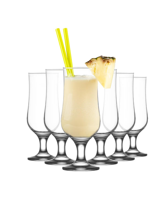 lav Hurricane Glasses Set of 6 - Pina Colada Cocktail Glasses 13 Oz - Great Choice for Tropical Drinks & Beers and Juice - Lead-Free Clear Tulip Drinking Cups Father's Day Gift