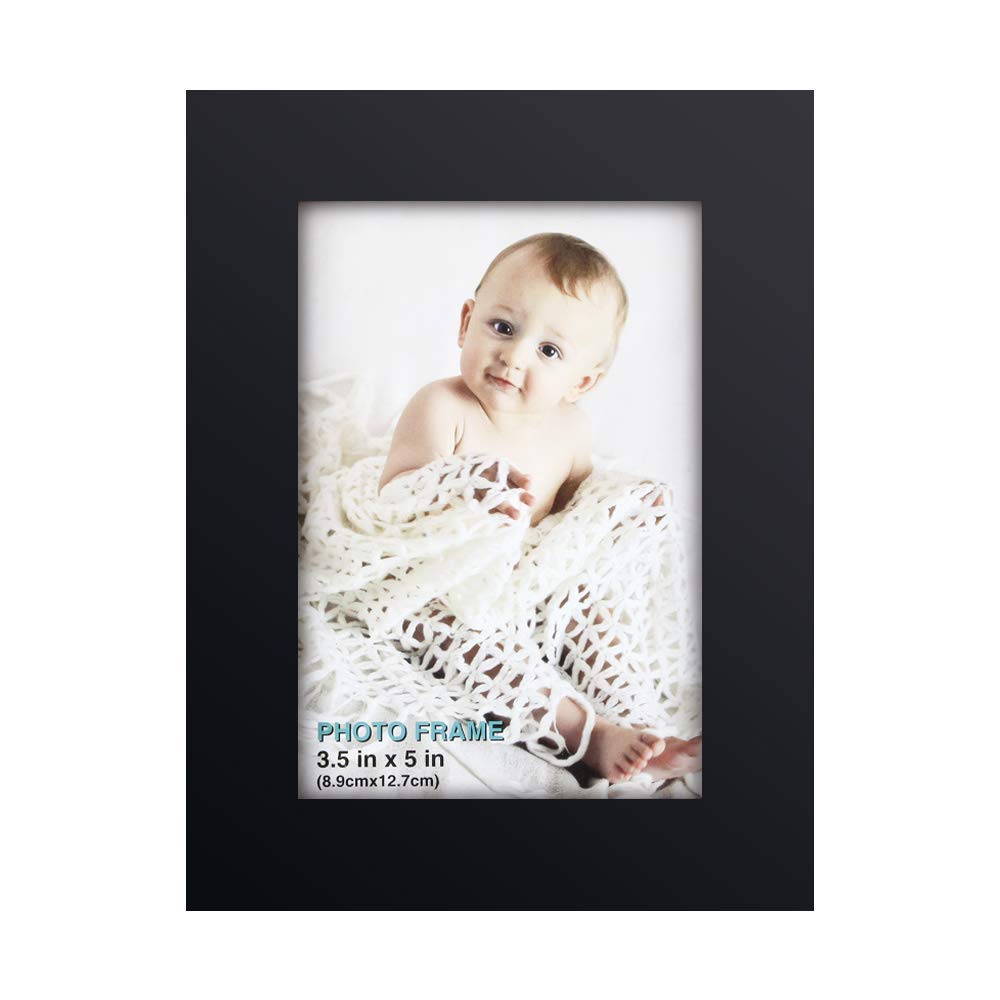 RPJC 3.5x5 inch Picture Frame Made of Solid Wood High Definition Glass for Table Top Display and Wall Mounting Photo Frame Black