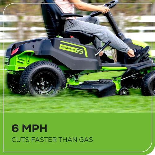 Greenworks 60V 42” Cordless Electric CrossoverT Riding Mower, (4) 8.0Ah Batteries and (2) Dual Port Turbo Chargers
