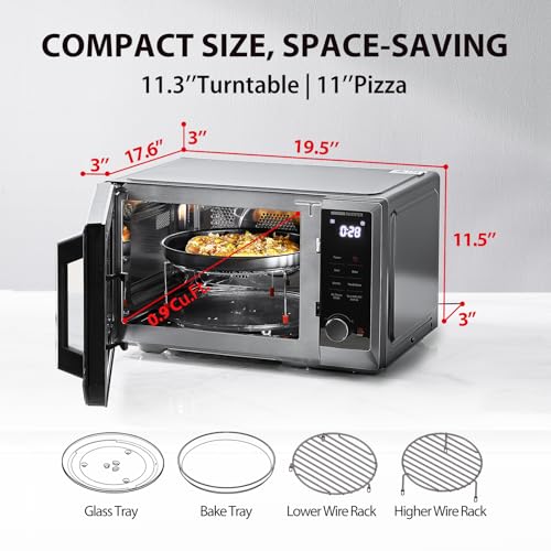 TOSHIBA 6-in-1 Inverter Countertop Microwave Oven Healthy Air Fryer Combo, MASTER Series, Broil, Convection, Speedy Combi, Even Defrost 11.3'' Turntable Sound On/Off, 27 Auto Menu