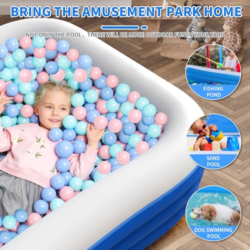 Inflatable Swimming Pool, Large Blow up Pool, Above Ground Swimming Pool for Family, Pools for Kid, 150 x 72 x 22 inch Full-Sized Inflatable Pool for Toddler for Outdoors, Backyard