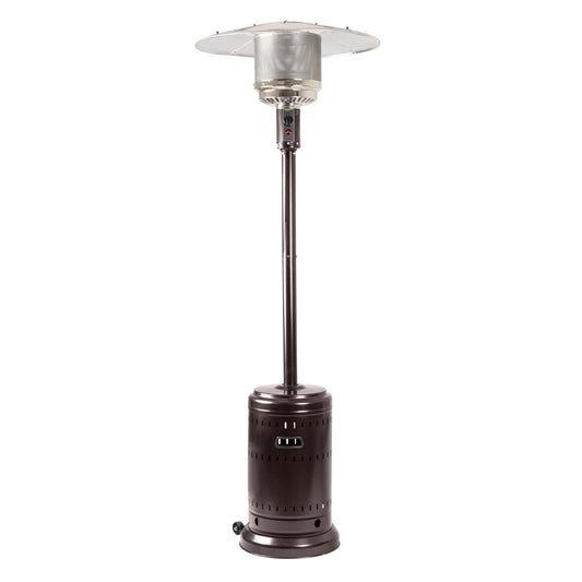 Amazon Basics 46,000 BTU Outdoor Propane Patio Heater with Wheels, Commercial & Residential, Havana Bronze, 32.1 x 32.1 x 91.3 inches (LxWxH)