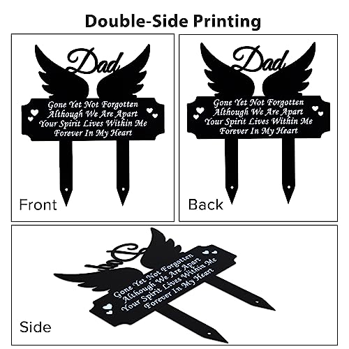 DonDofla Heart Memoria Headstones Grave Remembrance Father Plaque Stake Marker for Dad Father’s Day Sympathy Cemetery Decorations Waterproof Garden Outdoor Yard Temporary Funeral Tombstone
