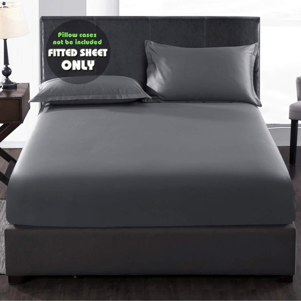 Fitted Sheet- COSMOPLUS Full Fitted Sheet Only（No Flat Sheet or Pillow Shams）,4 Way Stretch Micro-Knit,Snug Fit,Wrinkle Free,for Standard Mattress and Air Bed Mattress from 8” Up to 14”,Gray