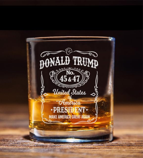 NeeNoNex Donald Trump Laser Engraved Whiskey Glass, Right Wing, Conservative Gift, Trump For Presidency, Poilitical Gift, 45-47