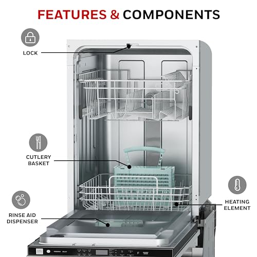 Honeywell 18 Inch Dishwasher with 8 Place settings, 6 Washing Programs, Stainless Steel Tub, UL/Energy Star- Stainless Steel