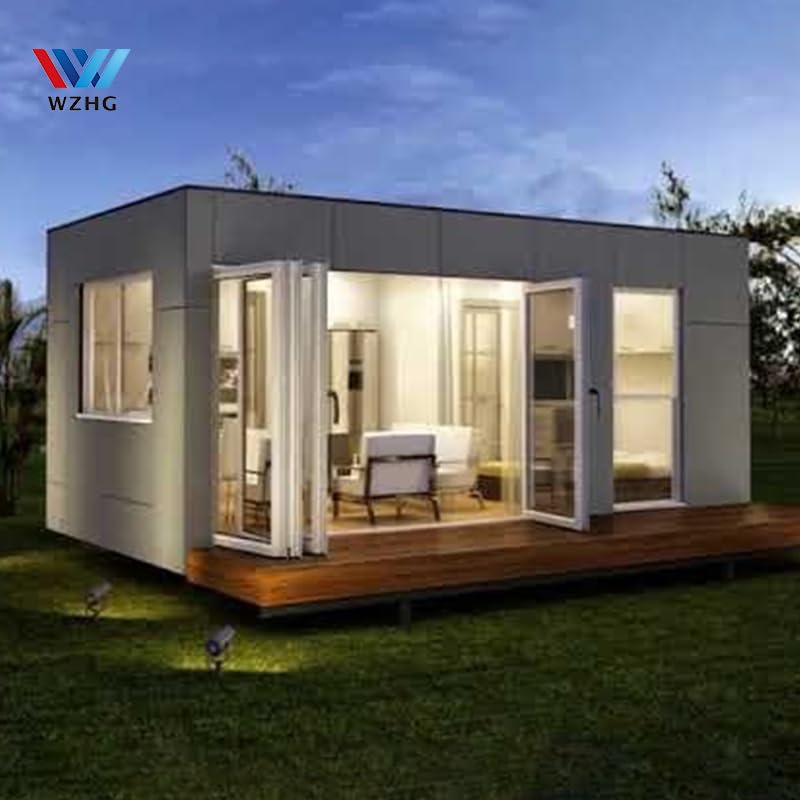 Pure Grove Mobile Expandable Prefab House,Storage Shed Large Folding House,Foldable House to Live in, 2 Bedrooms, Bathroom, Kitchen, and Water Heater,and Table Size (20 x 20FT)