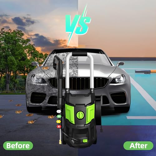 DECOKTOOL Electric Pressure Washer - 4500 PSI 2.8 GPM Electric Power Washer with 35FT Power Cord, 4 Different Nozzles, Soap Cannon for Car, Garden, Yard, House, Green