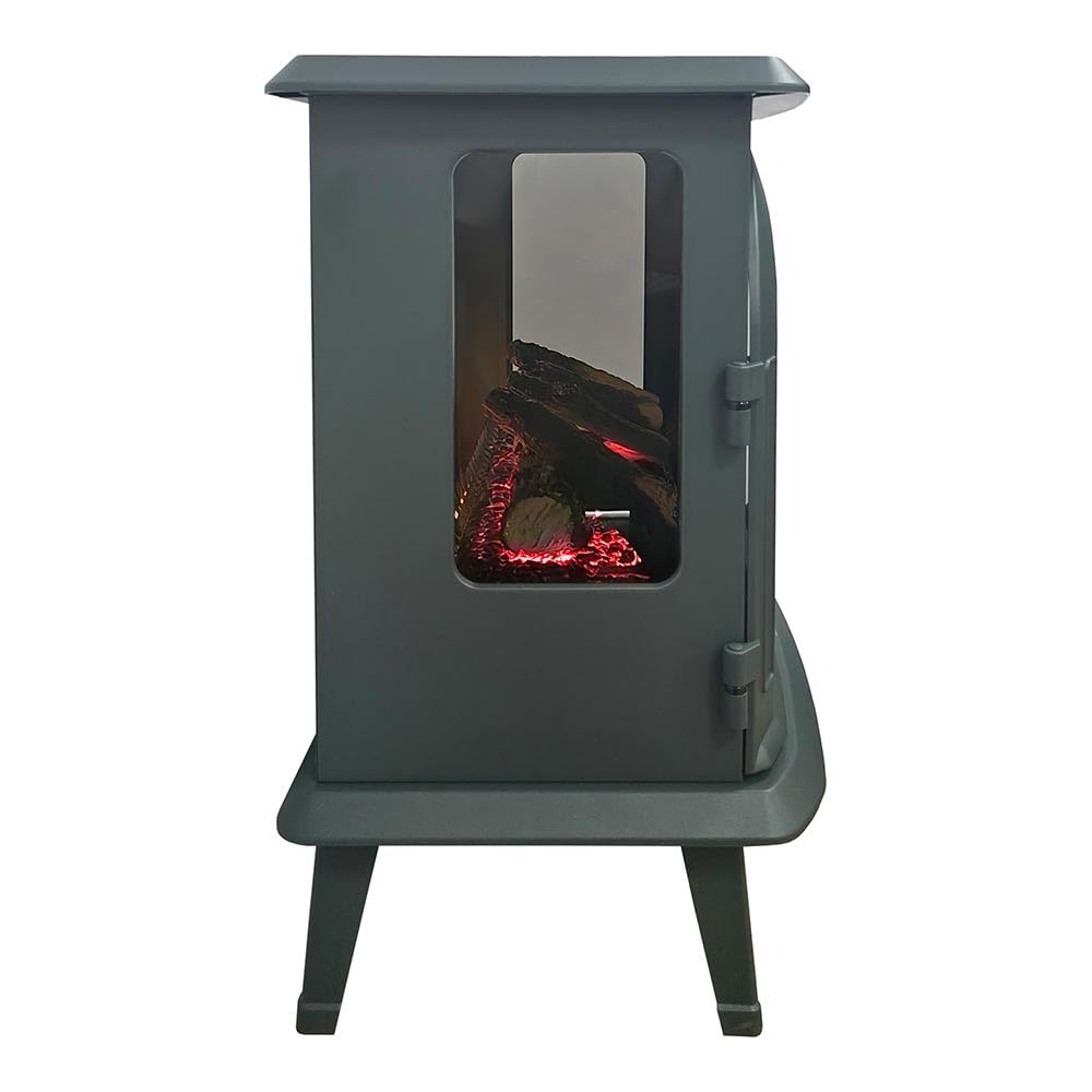 Modern Ember Freestanding Electric Fireplace Stove Heater in Hunter Green with Multi-Color Ember Bed | Smart Technology | Alexa & Google Control | 1500W | Indoor Portable Heater | Safety Shutoff