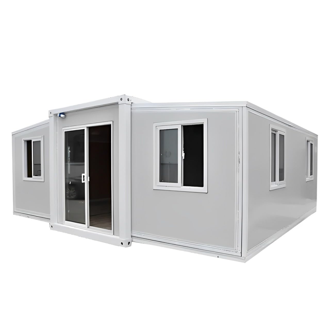 Portable Prefabricated Tiny House to Live in 19x20ft, Mobile Expandable Plastic Prefab House Including 1 Bathroom & Shower Inside for Living, Booth, Office, Guard House, Shop, Villa, Warehouse