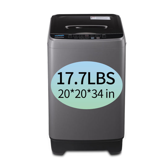 KRIB BLING 17.7 lbs Portable Washer Drain Pump, Full Automatic Washing Machine with LED Display, 10 Programs & 8 Water Levels Selections, Ideal for Camping, Apartment, Dorm, Dark Grey