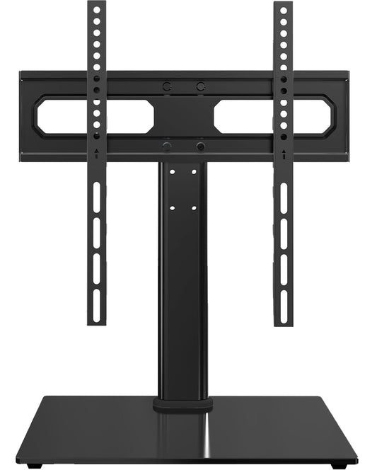 OLIXIS Universal TV Mount Stand for 26-55 inch TVs, Height Adjustable, Swivel Table Top TV Stand with Tempered Glass Base, Holds up to 99 LBs, Max VESA 400x400mm