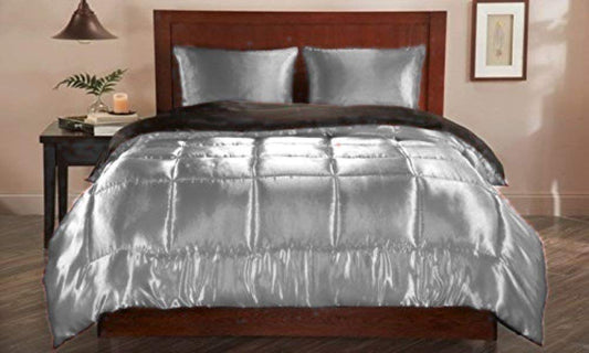Desire Bedding All Season Ultra Soft Luxurious Super Soft & Silky Satin Warm 1 Pc Comforter Durable Comfort Bedding Premium Quality 500 GSM, Silver Gray, Full XL(90"x90")