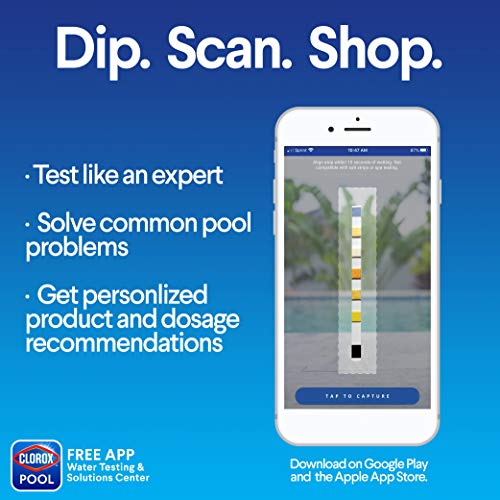 Clorox® Pool&Spa™ Swimming Pool Water Test Strips, Customized Test Results, Compatible with Clorox Pool App, 50 Test Strips (Pack of 1)