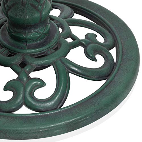 Alpine Corporation 28" Tall Outdoor Birdbath with Scrollwork Decoration Yard Statue