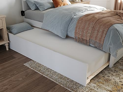 AFI Canyon Twin XL Farmhouse Solid Wood Platform Bed with Footboard & Twin XL Trundle, White