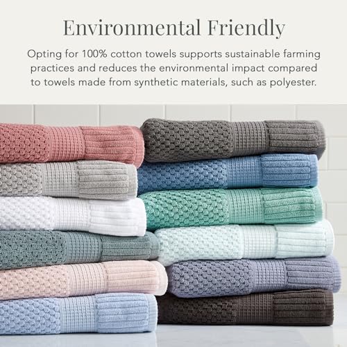 NY Loft 100% Cotton 4 Pack Bath Towels, 30" x 52", Soft & Absorbent, Quick Dry, Textured - Trinity Collection, Bright White