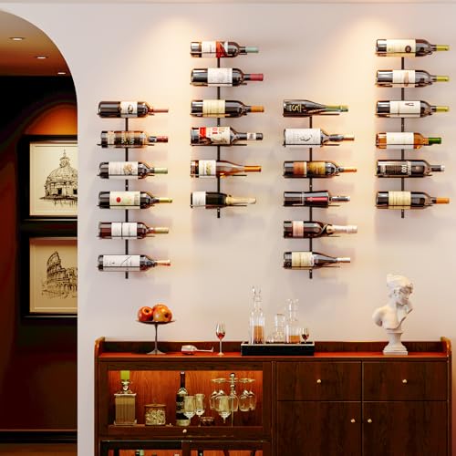 X-cosrack 12 Bottle Wall Mounted Wine Rack, Detachable Wine Storage Organizer Used As One or Four, DIY Wall Hanging Wine Holder, for Dining Room, Bar, Wine Cellar