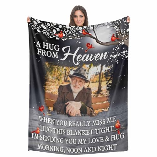 YDQHLQW Custom Memorial Blanket with Photos for Loss of Loved One, in Loving Memory Personalized Sympathy Blanket for Loss of Dad Mom Husband Wife Friend in Memory of Loved One Gifts, Made in USA